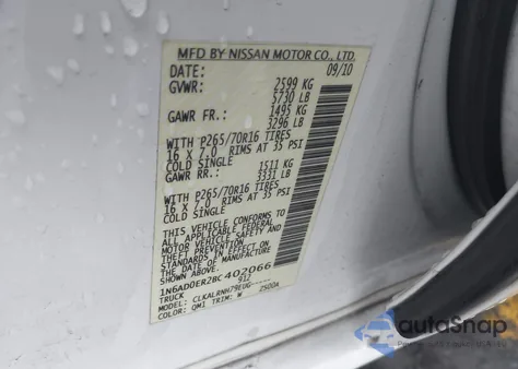 2011 Nissan Frontier S from USA, damaged, VIN 1N6AD0ER2BC402066